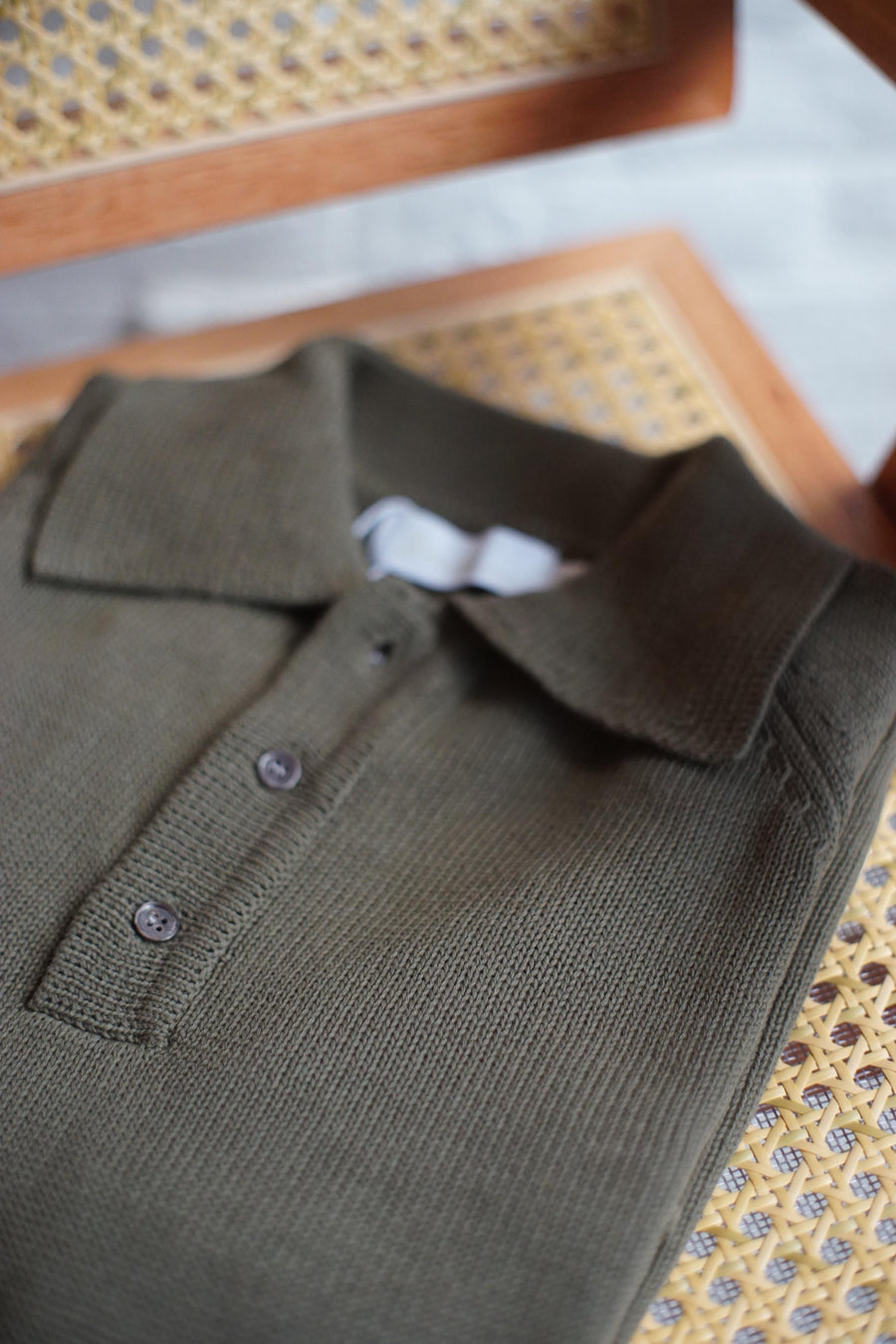 Olive Low Gauge Knit Polo