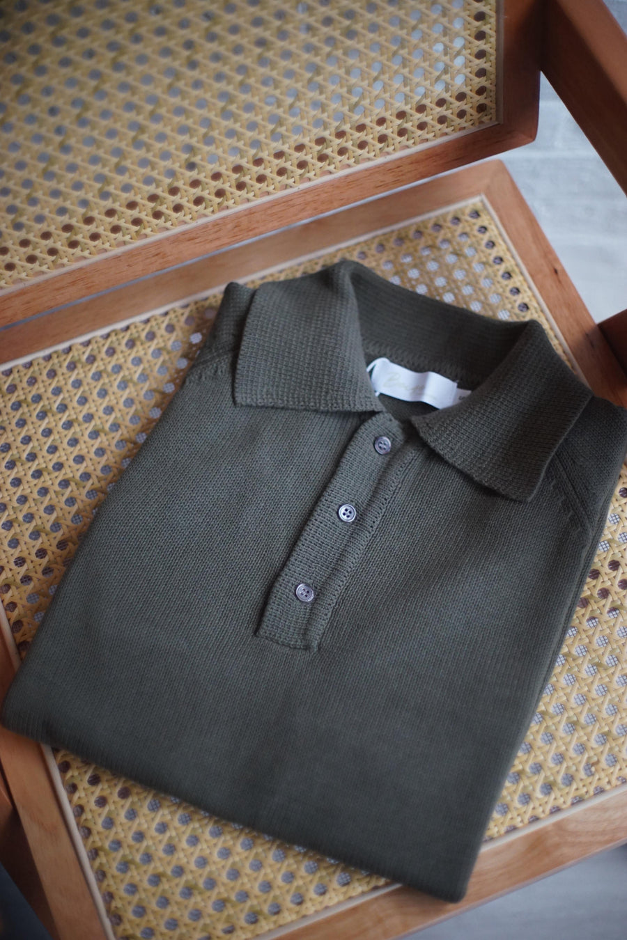 Olive Low Gauge Knit Polo