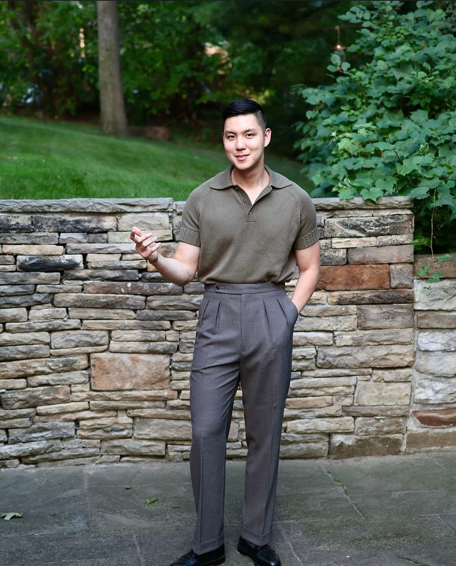 Olive Low Gauge Knit Polo