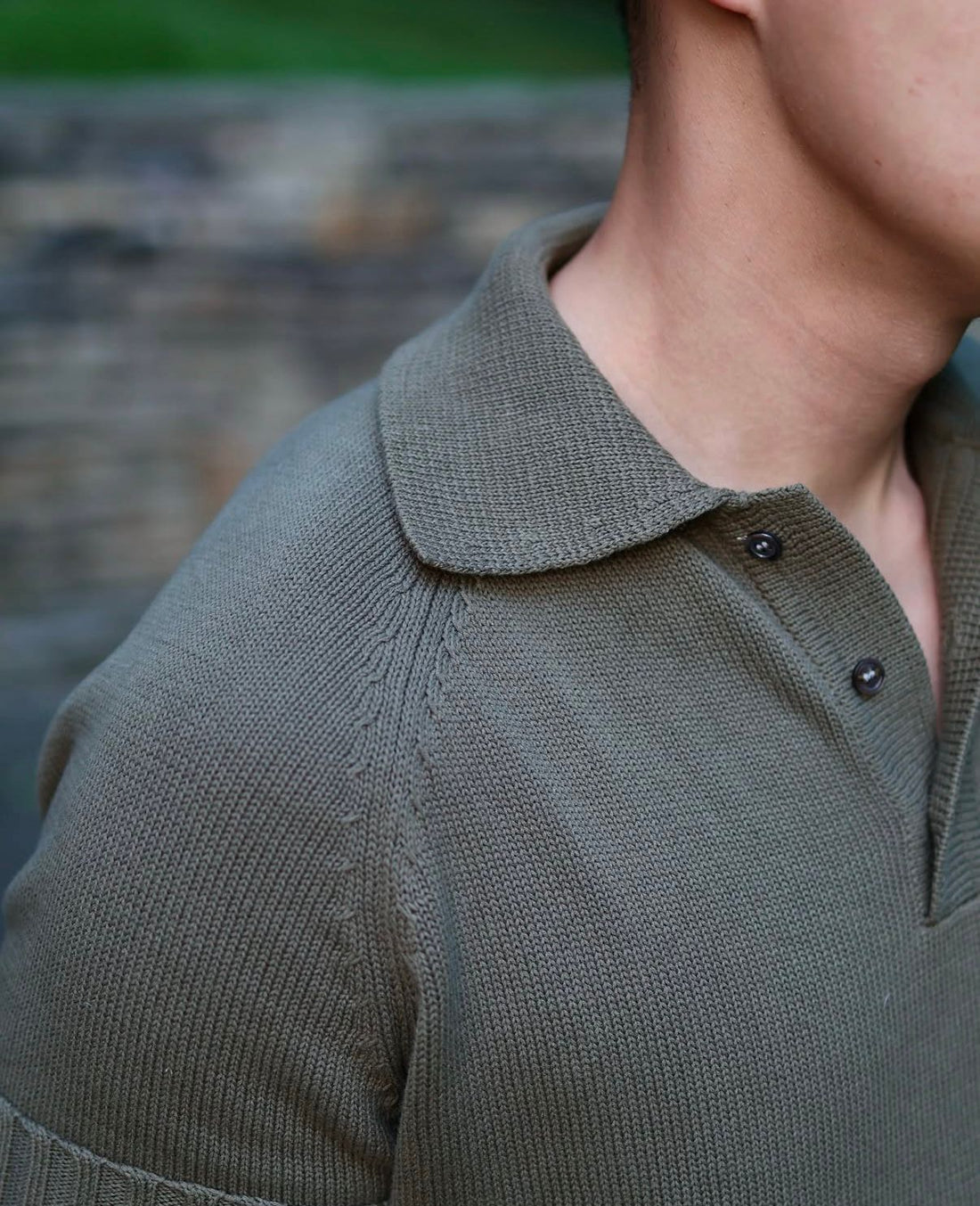 Olive Low Gauge Knit Polo