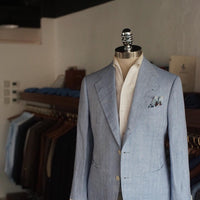 Holland and Sherry Light Blue Herringbone Linen Jacket [Made-to-Measure (MTM)]