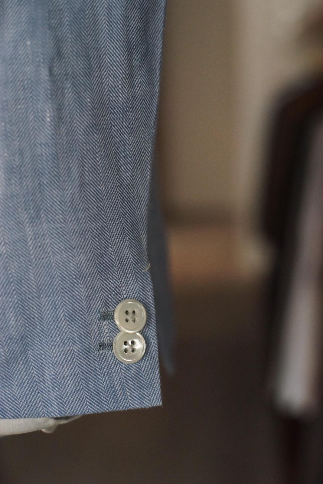 Holland and Sherry Light Blue Herringbone Linen Jacket [Made-to-Measure (MTM)]