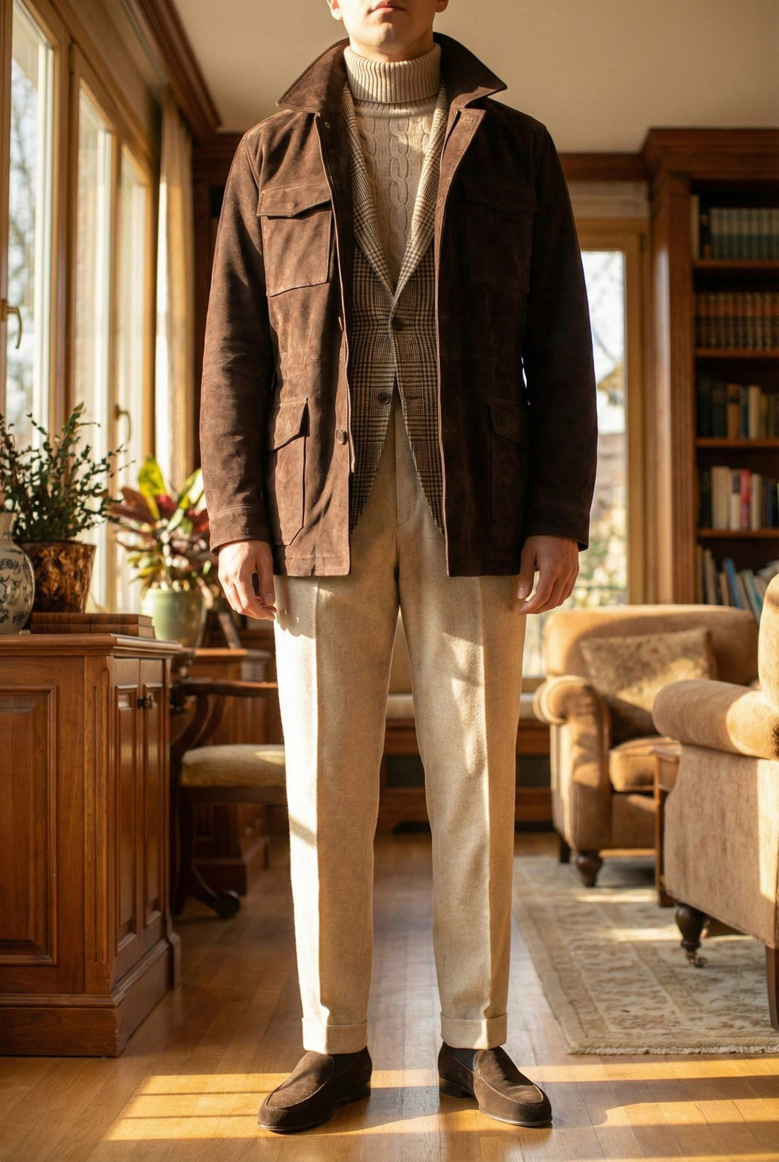 Chocolate Brown Lamb Suede Field Jacket [Made-to-Measure (MTM)]