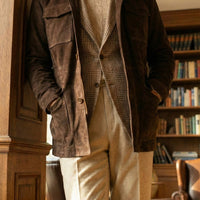 Chocolate Brown Lamb Suede Field Jacket [Made-to-Measure (MTM)]