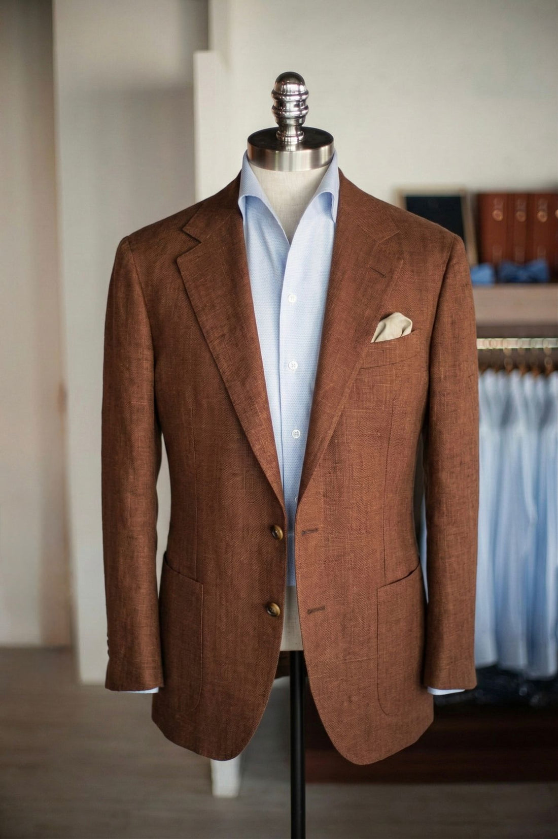 Harrisons - Rusty Brown Linen Sport Jacket [Made-to-Measure (MTM)]