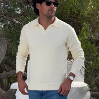 Ecru White Long Sleeve Polo