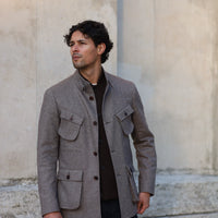 Brown Herringbone Teba Field Jacket