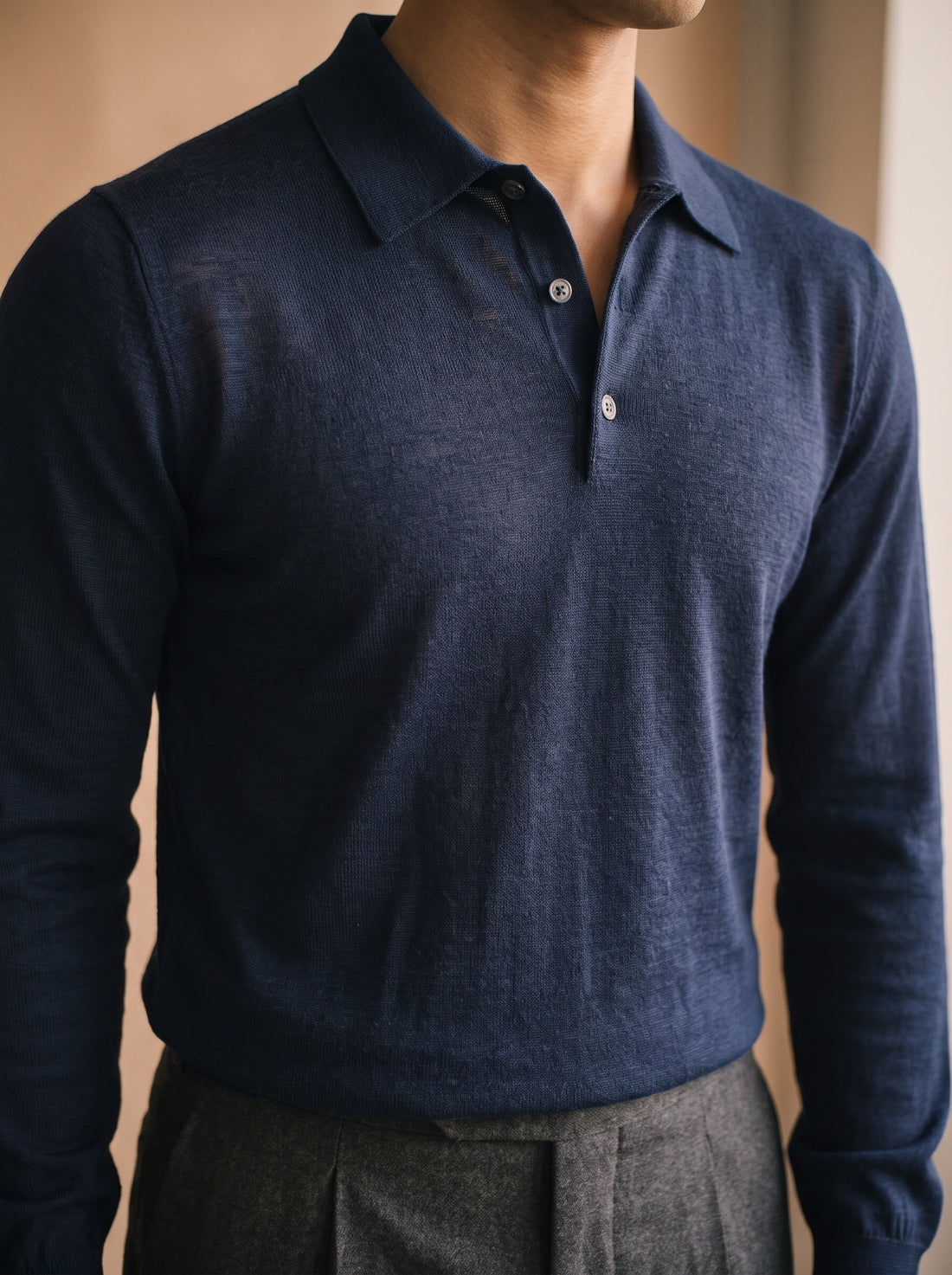 The Superfine Merino Long-Sleeve Knit Polo