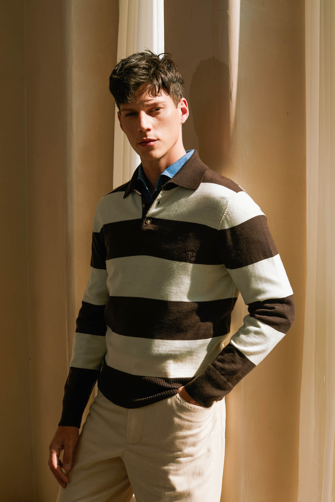 Ivy Stripe Long Sleeve Polo