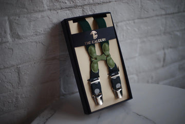 Suspenders (Dark Green / Green Leather)