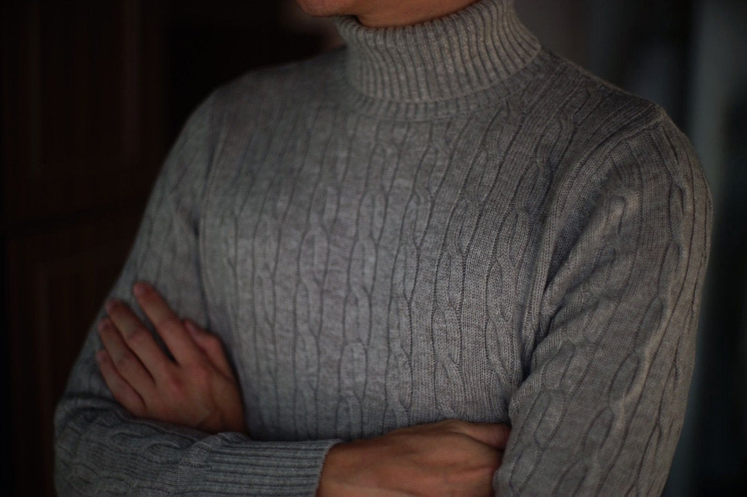 Brown Cable Knit Turtleneck