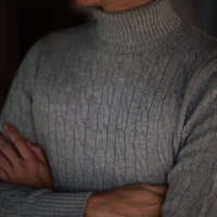 Brown Cable Knit Turtleneck
