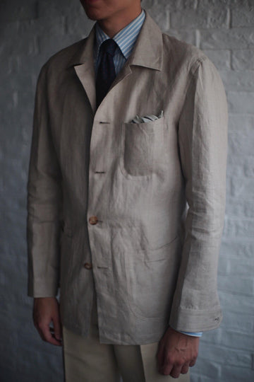 Beige Linen Caribbean Overshirt Jacket [Made-to-Measure (MTM)]