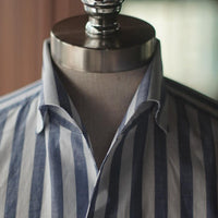Blue Linen Bold Striped Shirt [Made-to-Measure (MTM)]