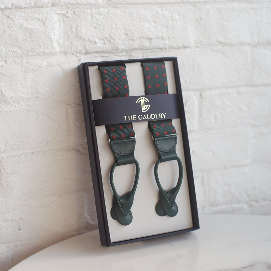 Suspenders (Green Red Dot / Green Leather)