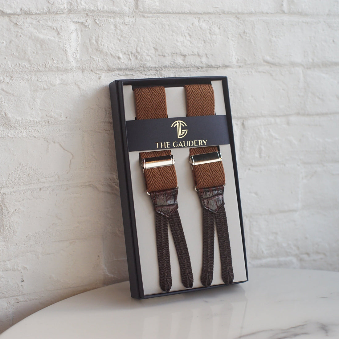 Suspenders (Brown Tweed / Dark Brown Leather)