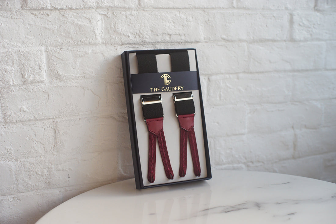 Suspenders (Black / Red Leather)