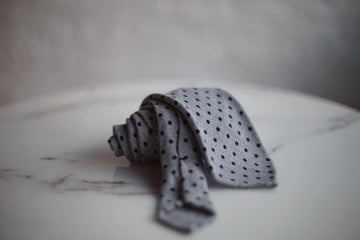 Gentlemenclover - Light Grey Wool Polka Dot Tie