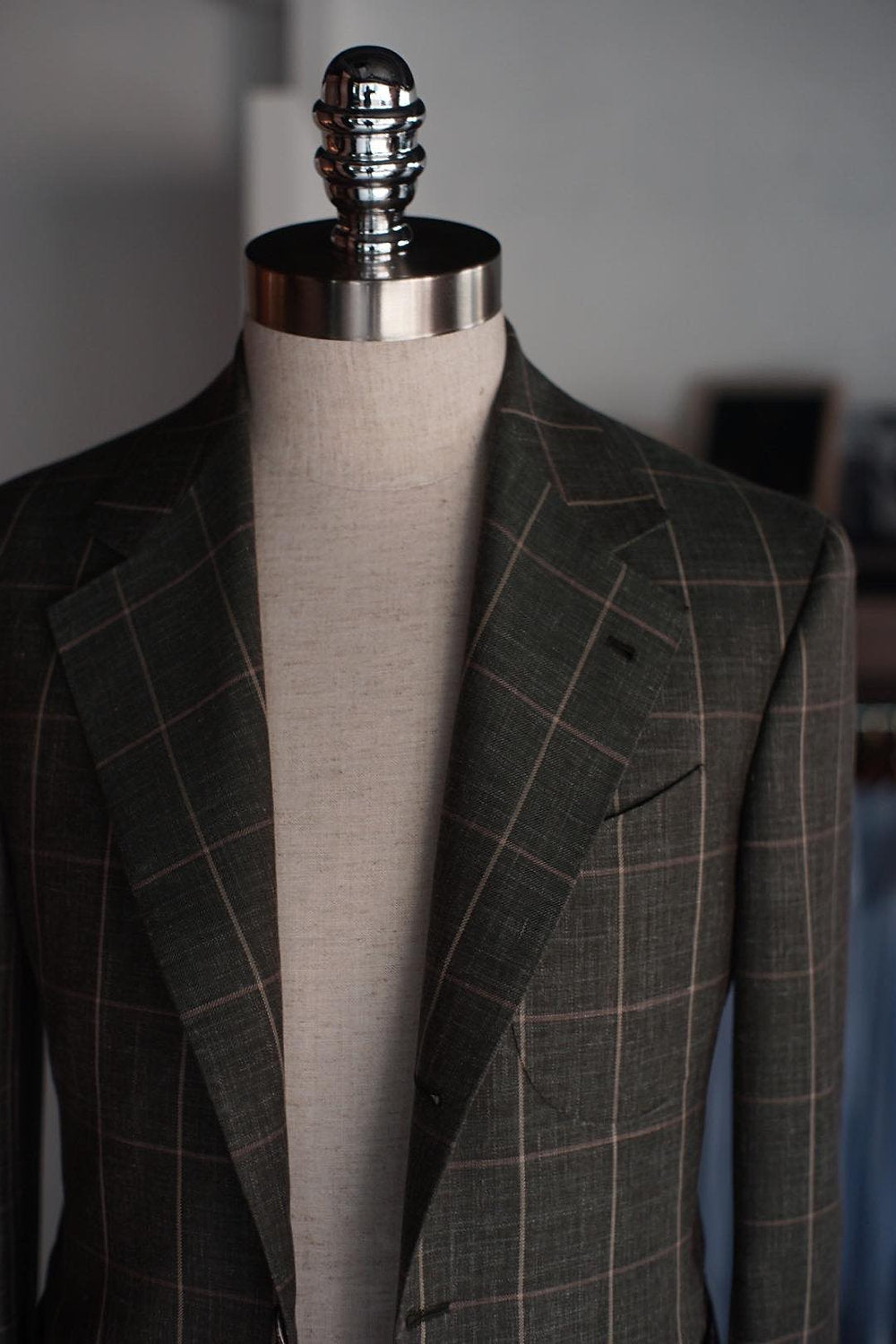 Harrisons Of Edinburgh - Olive Green Windowpane Sport Jacket [Made-to-Measure (MTM)]