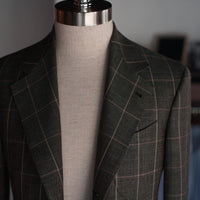 Harrisons Of Edinburgh - Olive Green Windowpane Sport Jacket [Made-to-Measure (MTM)]