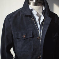 Navy Lamb Suede Field Jacket [Made-to-Measure (MTM)]