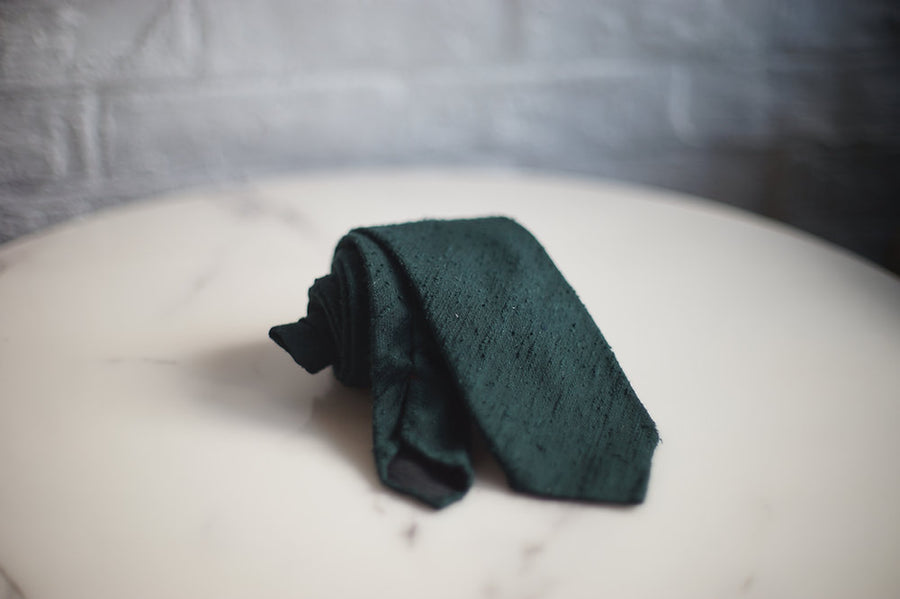 The Gaudery -  Green Shantung Silk Tie
